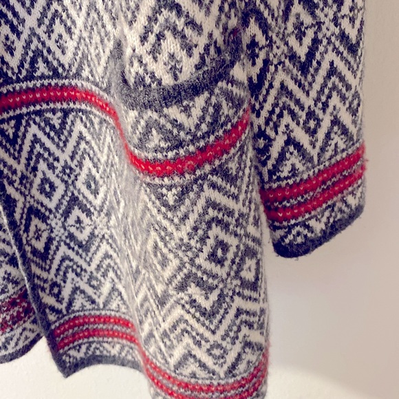 Aspen Open Front  Long Cardigan Cream Red Charcoal Size Large - Picture 3 of 5